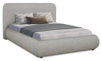 Luka Upholstered Platform Bed in Grey Polyester Fabric, Modern - Full Size 