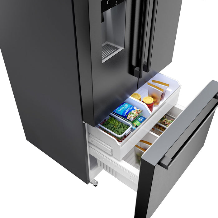 Bosch 500 Series 36\" 26 Cu. Ft. French-Door Refrigerator - Black Stainless Steel - B36FD52SNB 