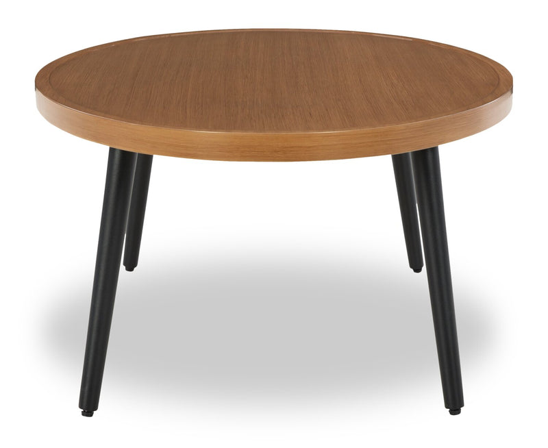 Tofino Outdoor Patio Oval Coffee Table - 22\"W, Aluminum, UV & Weather Resistant - Brown/Black