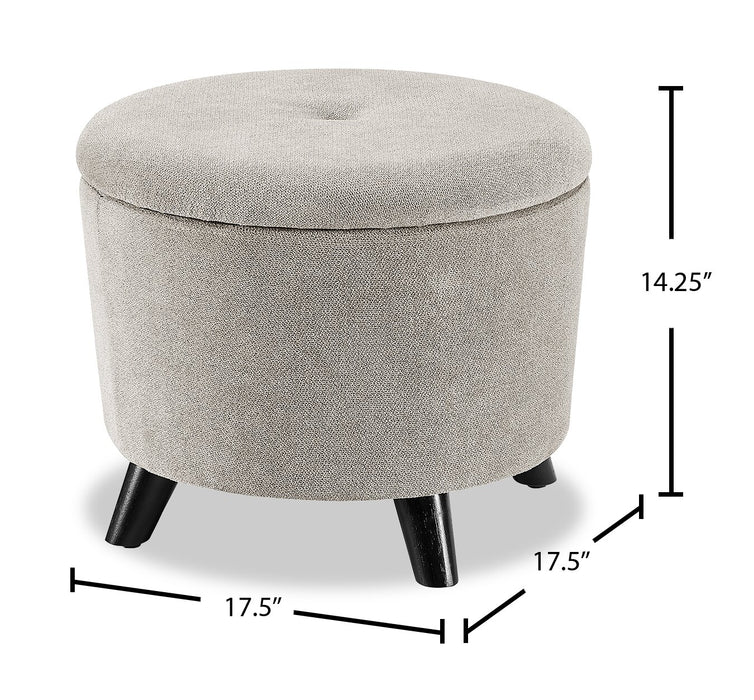 Winnipeg 17.5\" Round Fabric Storage Ottoman - Grey