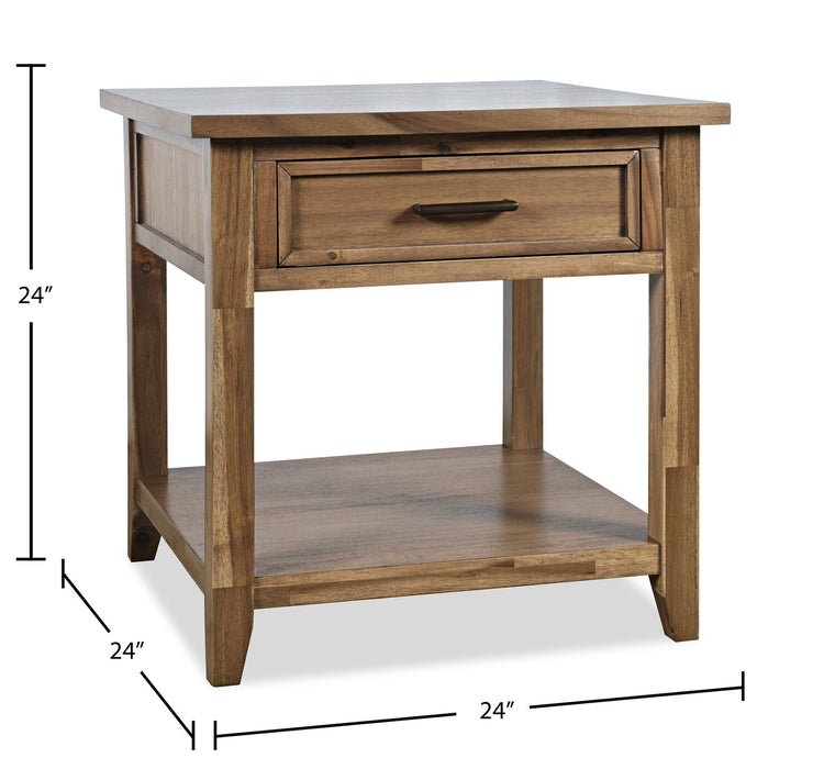 Nathan 24\" Rustic End Table with Storage and Shelf - Light Brown