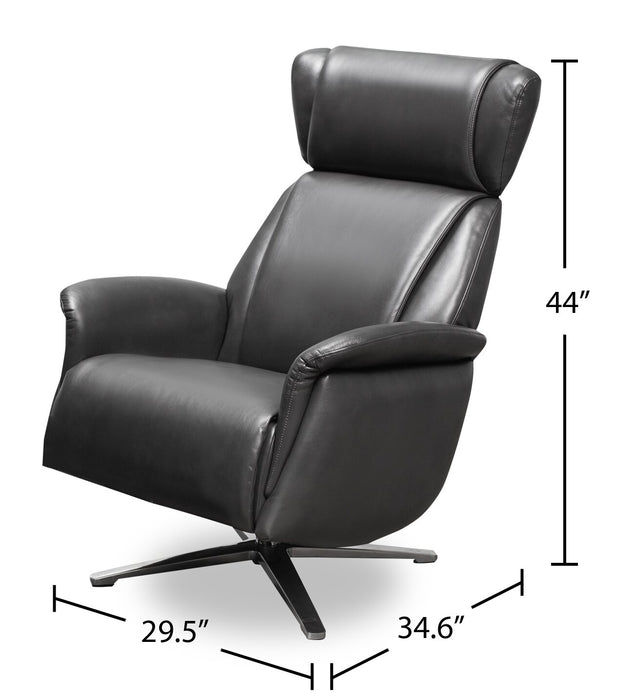 Vega 29.5\" Faux Leather Stress Free Swivel Reclining Chair with Footrest and Aluminum Legs - Grey