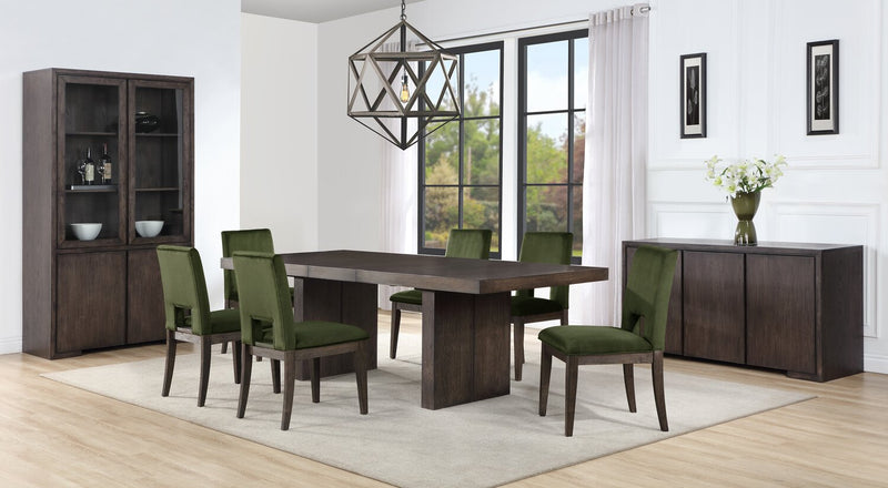 Zelda Dining Table with Pedestal Base, 78-96\"W - Espresso Brown