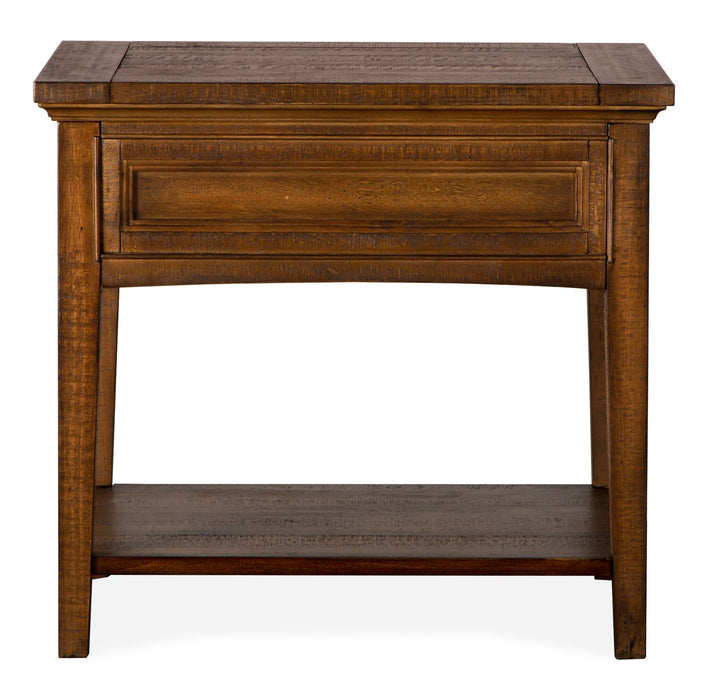 Hanson 20” Traditional Pine End Table with Storage - Toasted Nutmeg