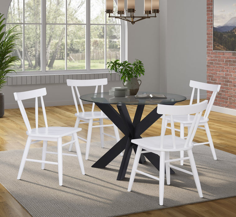 Remi Dining Chair with Curved Slat-Back - White