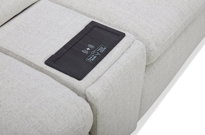 Sky Modular 3-Piece Fabric Power Reclining Sectional with Console and Feather Down Cushions - Nathan Wheat
