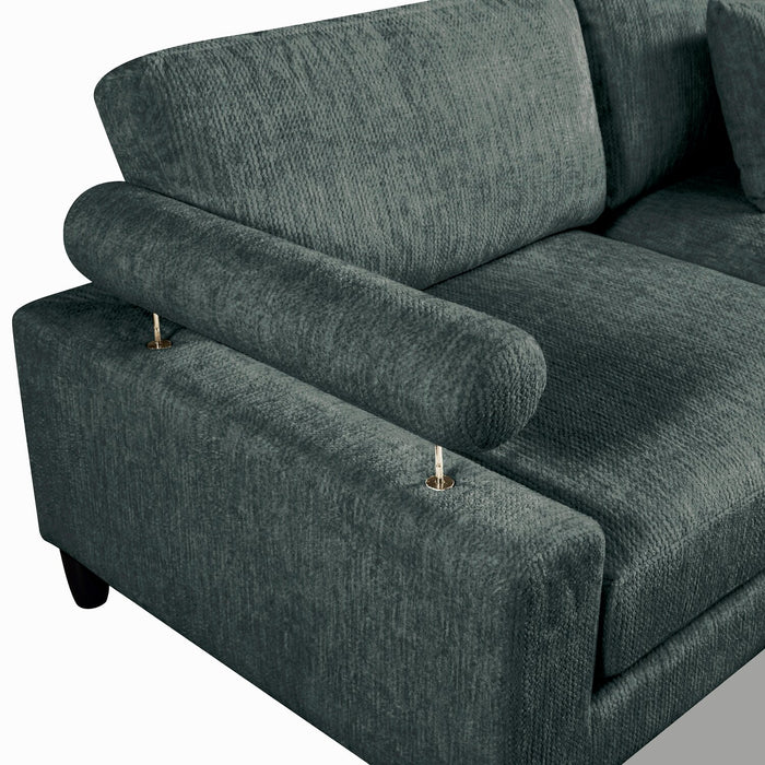 Lounge 4-Piece Chenille Modular Sectional with Ottoman – Grey 