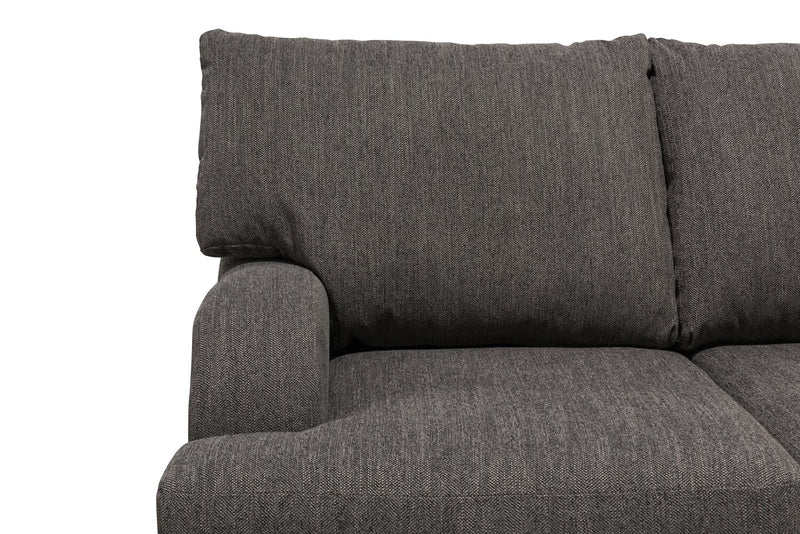 Made in Canada Nofia 58\" Chenille Fabric Loveseat with Two Accent Pillows and Wood Legs - Charcoal Grey