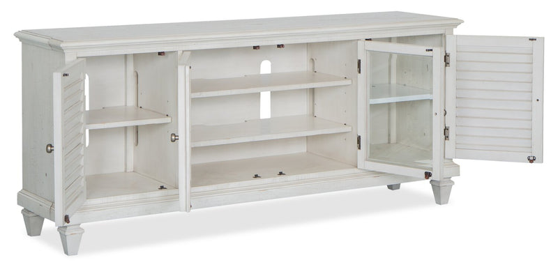 Baron 114\" Rustic 4-Piece Pine Entertainment Centre with Storage and Cable Management for TVs up to 70” - Alabaster