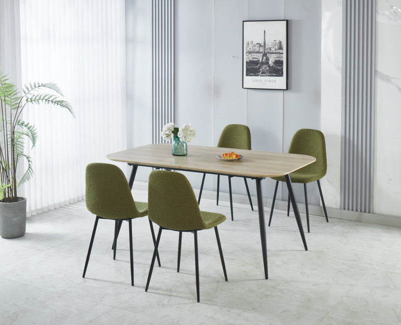 Joss Dining Chair with Polyester Fabric, Metal - Green