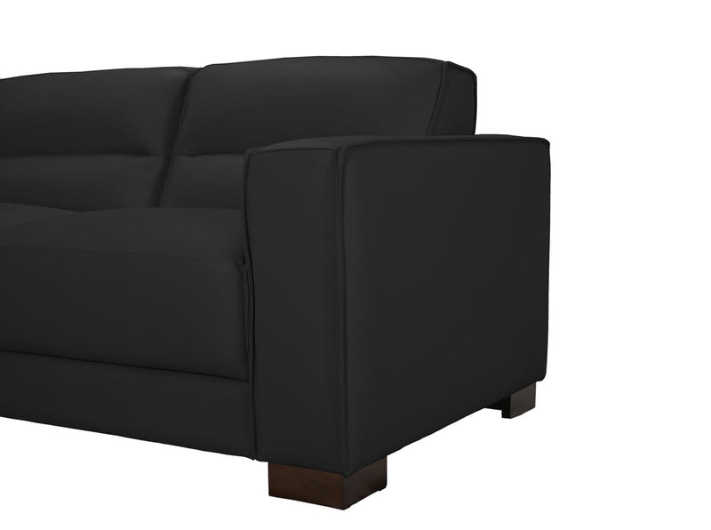 Citadel 2-Piece Left-Facing Top-Grain Genuine Leather Sectional with Wood Legs - Black