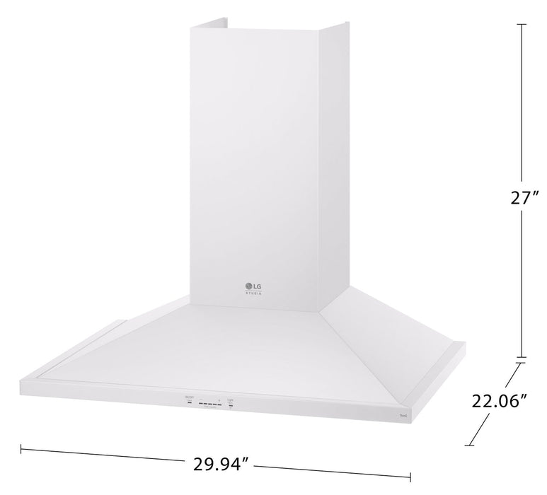 LG Studio 30\" 600 CFM Smart Wall-Mount Chimney Hood - Essence White - LSHD3080N