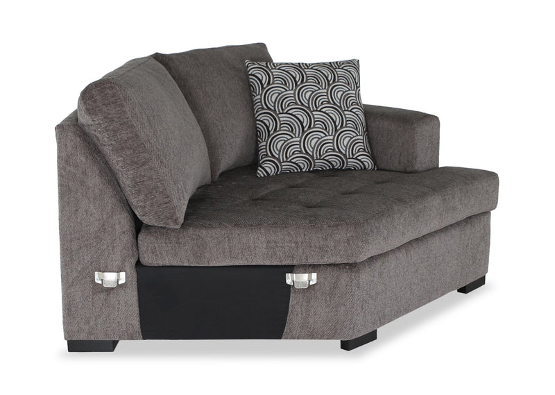 Made in Canada Legend 2-Piece Left-Facing Chenille Fabric Cuddler Sleeper Sectional - Pewter Brown