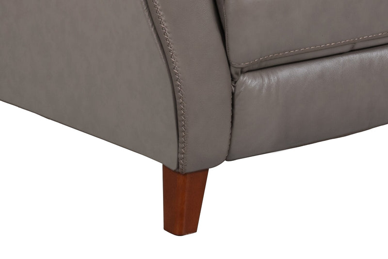 Natalie 32.5\" Top-Grain Genuine Leather Pushback Reclining Chair with Wood Legs - Grey