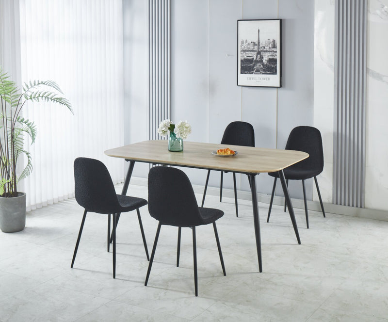 Joss 5pc Dining Set with Table & 4 Chairs - 63-86.5\"W Butterfly Extension, Metal  - Natural/Black