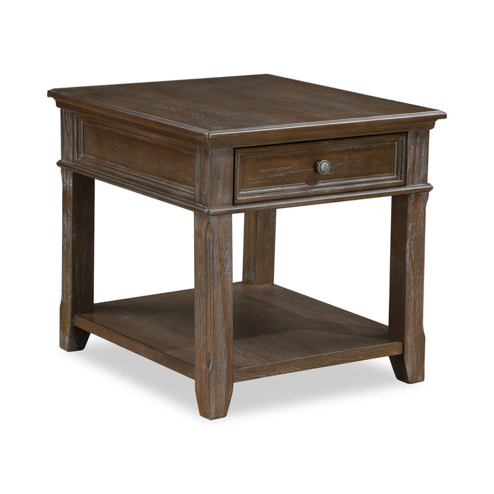 Weston 24” Traditional End Table with Storage and USB Port - Brown Elm
