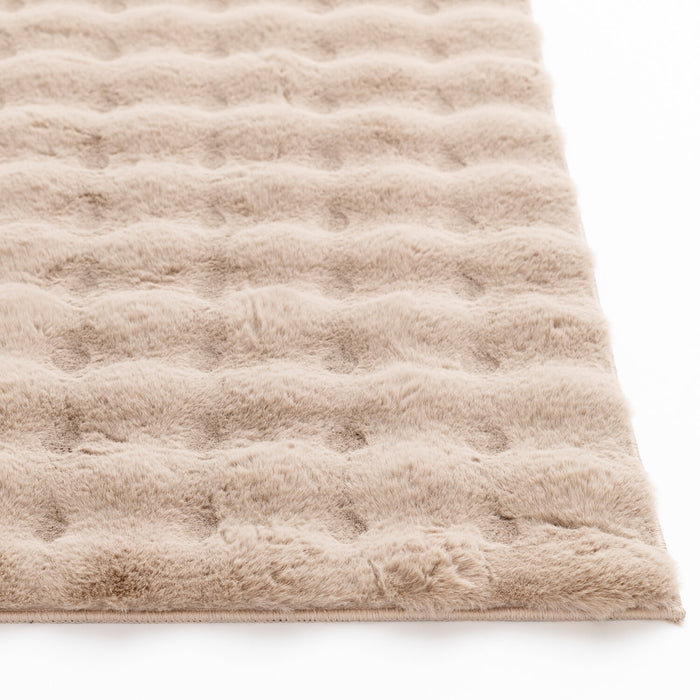 Faux Fur Bubble Taupe Area Rug with Memory Foam Backing - 5' x 7'