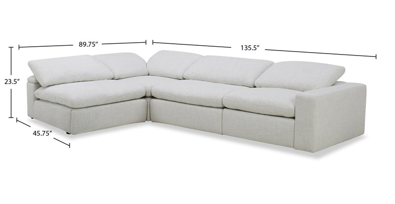 Sky Modular 4-Piece Fabric Sectional with Power Reclining Chair and Feather Down Cushions - Nathan Wheat
