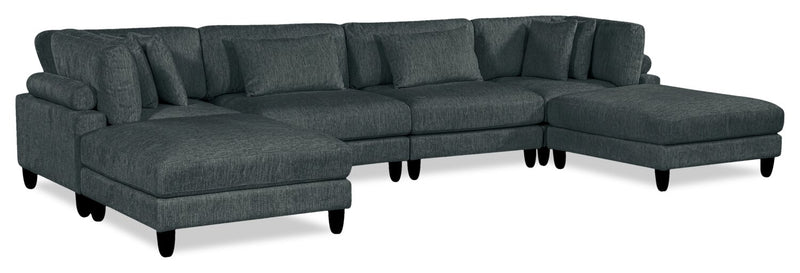 Lounge 6-Piece Chenille Armless Modular Sectional – Grey