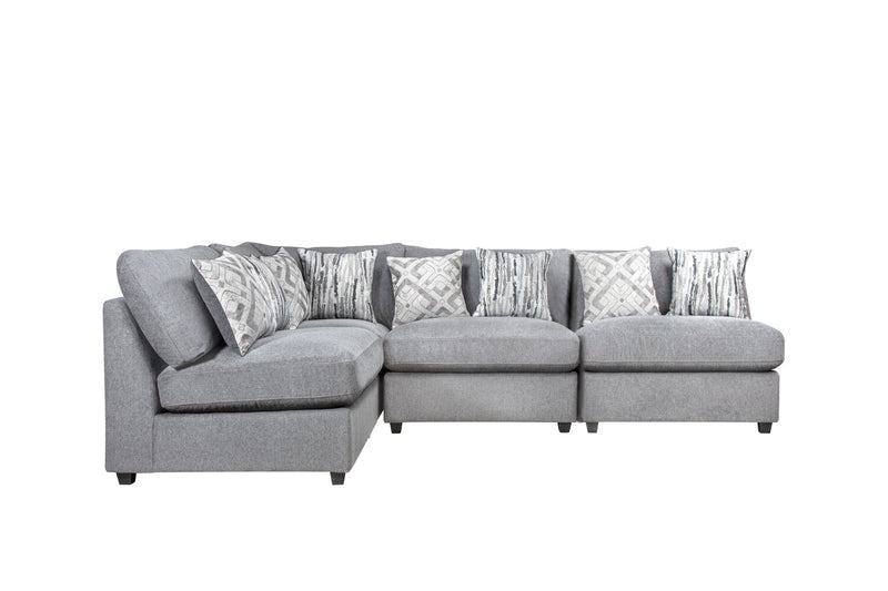 Scott Living Evolve Modular 4-Piece Linen-Look Fabric Sectional with Feather Down Cushions - Grey