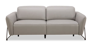 Riviera Top-Grain Genuine Leather Power Reclining Sofa - Light Grey