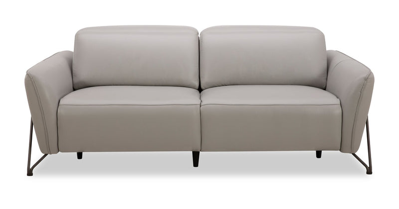 Riviera Top-Grain Genuine Leather Power Reclining Sofa - Light Grey
