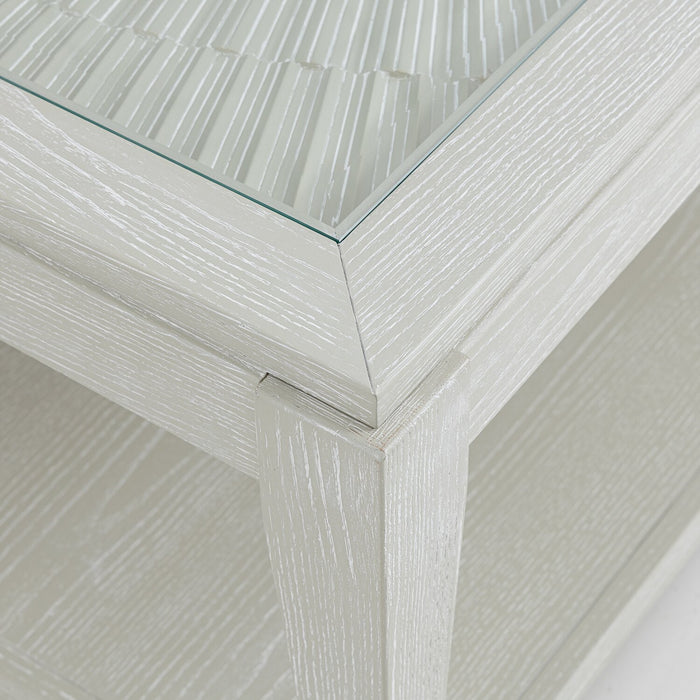 Vida 48” Solid Wood Coffee Table with Shelf and Casters - Sand