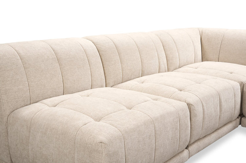Kort & Co. Oaklyn Modular 5-Piece Fabric Armless Sectional with Tufted Seat Cushions - Beige