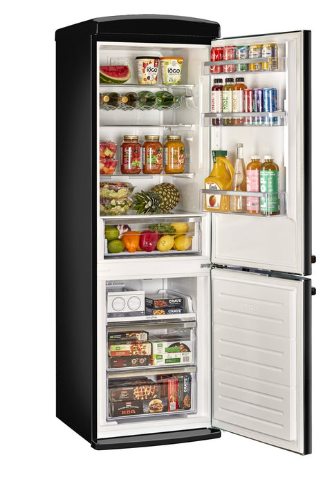 Classic Retro by Unique 24\" 12 Cu. Ft. Bottom-Freezer Refrigerator - Midnight Black - UGP-340L B AC