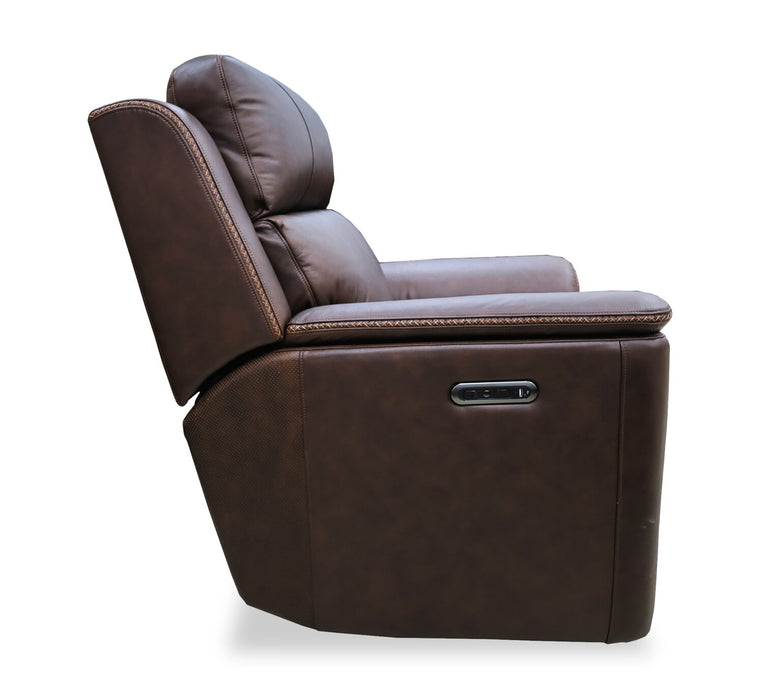 Vibe 40\" Genuine Leather Massage Power Reclining Chair with Immersive Audio and Power Headrests - Brown