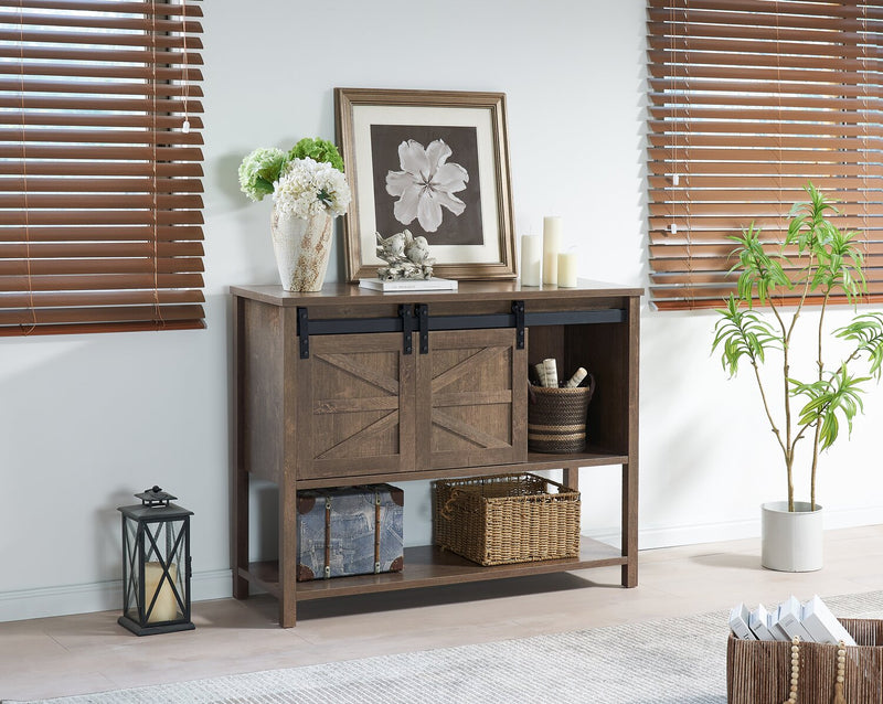 Corbin 47.25\" Accent Cabinet with Sliding Barn Doors - Walnut Oak