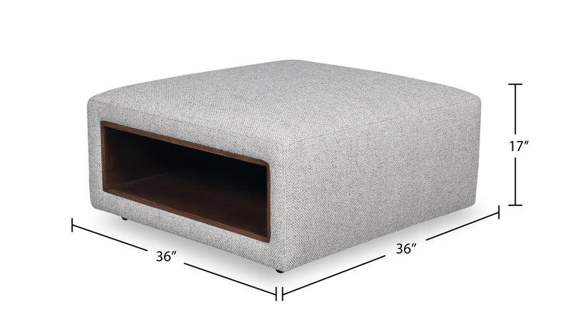 Geneva 32.5\" Chenille Fabric Cocktail Ottoman with Storage and Wood Legs - Cloud Beige