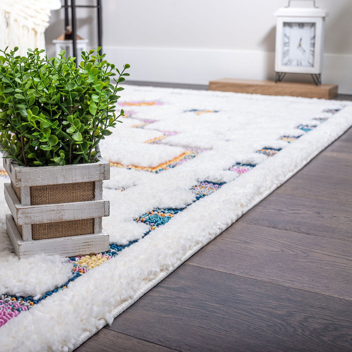 Ellis Multi-Colour Geometric Shag Area Rug - 6'7\" x 9'6\"