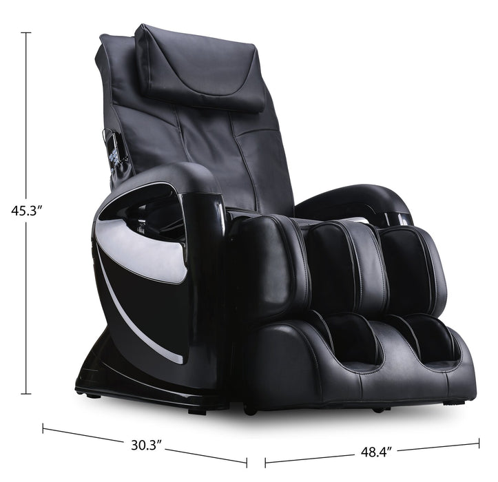 Remedy 48.4\" Faux Leather Reclining Massage Chair - Black