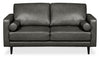 Edge 70\" Genuine Leather Loveseat with Wood Legs and Removable Back Cushions - Grey