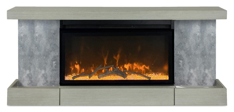 Drift 48\" Electric Fireplace with Wall-mount Mantel – Grey 