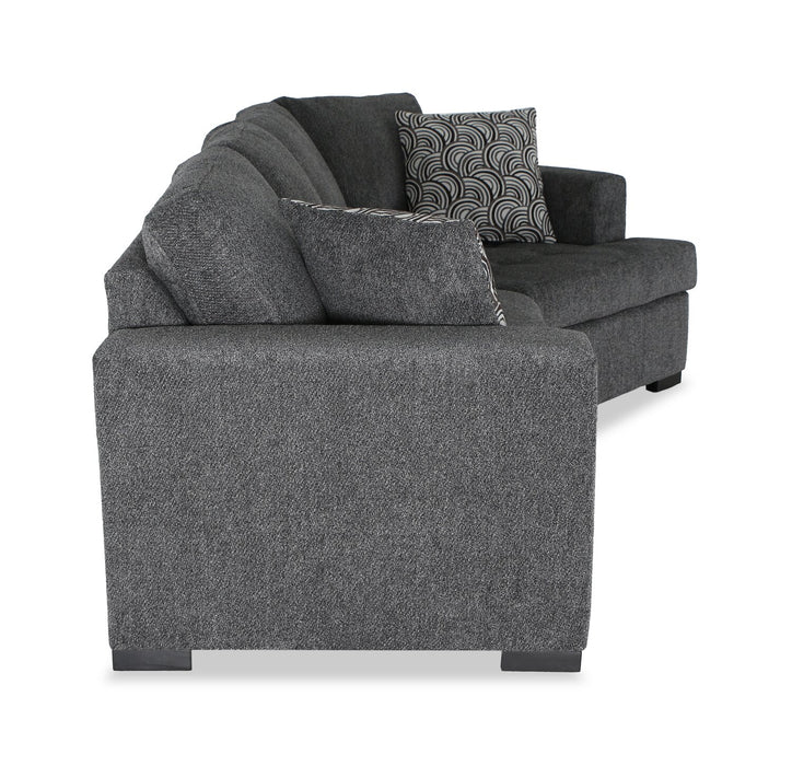 Made in Canada Legend 2-Piece Right-Facing Chenille Fabric Cuddler Sleeper Sectional - Pepper Grey