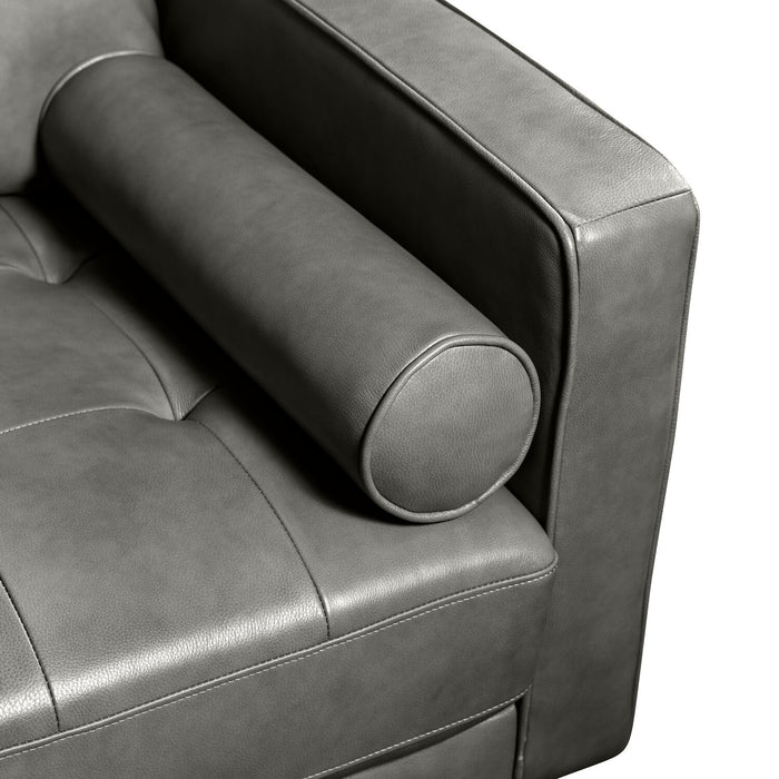 Edge 2-Piece Left-Facing Genuine Leather Sectional with Wood Legs and Removable Back Cushions - Grey