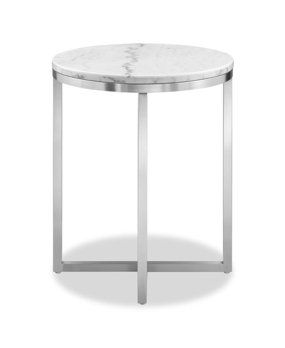 Sampson 20\" Modern Round Marble End Table - White