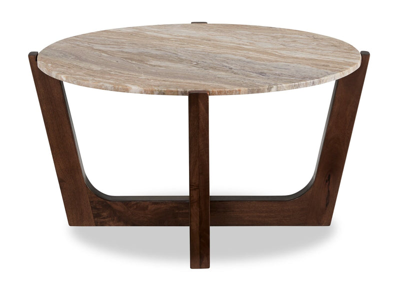 Haydon 36” Modern Coffee Table with Natural Marble - Warm Brown