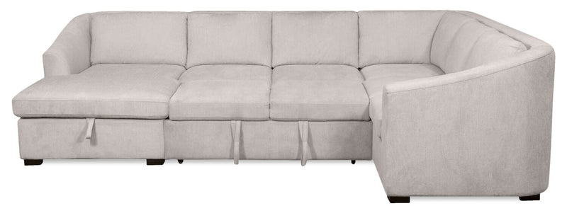 Envy 3-Piece Left-Facing Chenille Fabric Sleeper Sectional with Storage Chaise - Fog Grey