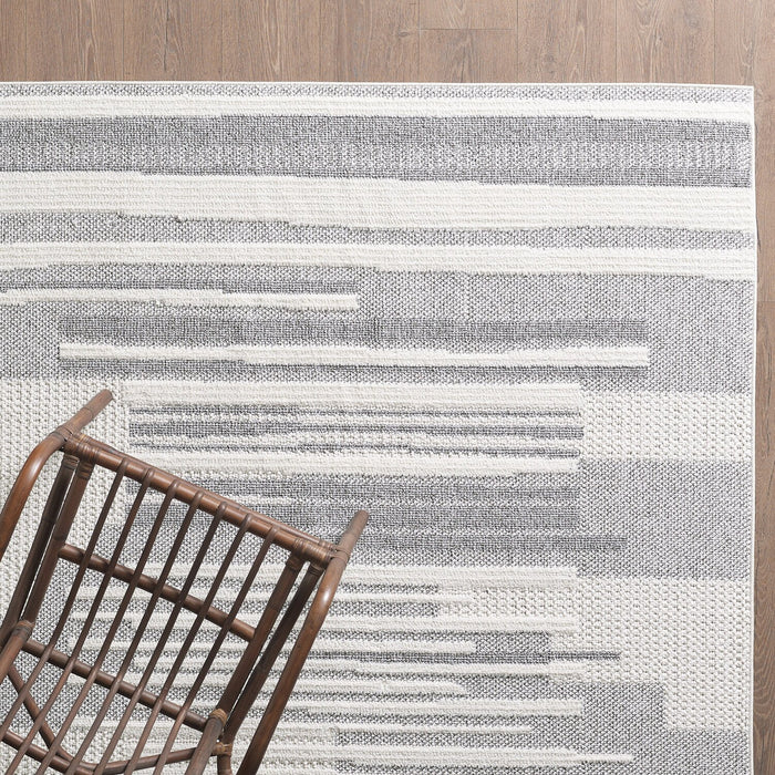 Rhodes Checkered Grey Area Rug - 6'7\" x 9'6\"