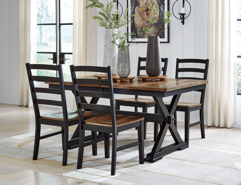 Raven Dining Chair, Ladder-Back - Two-Tone Black & Brown