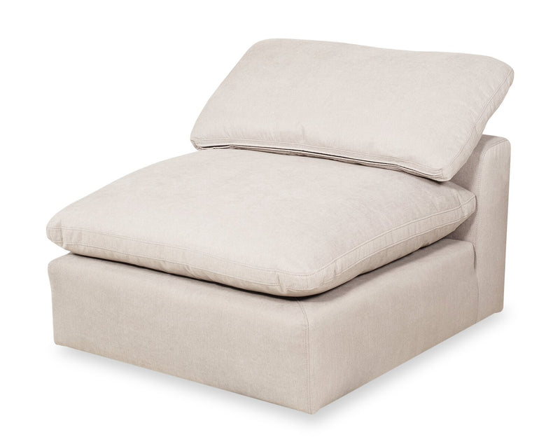 Eclipse Modular 124\" Linen-Look Fabric Sofa with Reversible Feather Down Cushions - Linen Beige