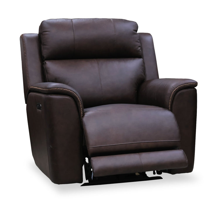 Vibe 40\" Genuine Leather Massage Power Reclining Chair with Immersive Audio and Power Headrests - Brown