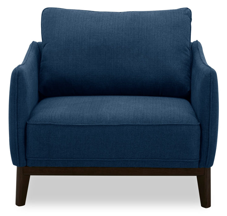 Cindy Crawford Home Gena 38.5\" Linen-Look Fabric Chair with Removable Back Cushion - Midnight Blue