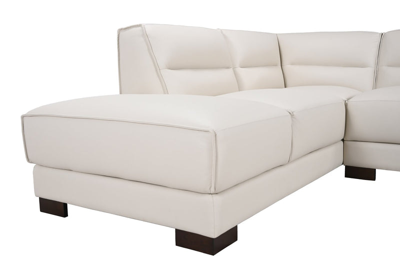 Citadel 3-Piece Left-Facing Top-Grain Genuine Leather Sectional with Wood Legs - Frost White