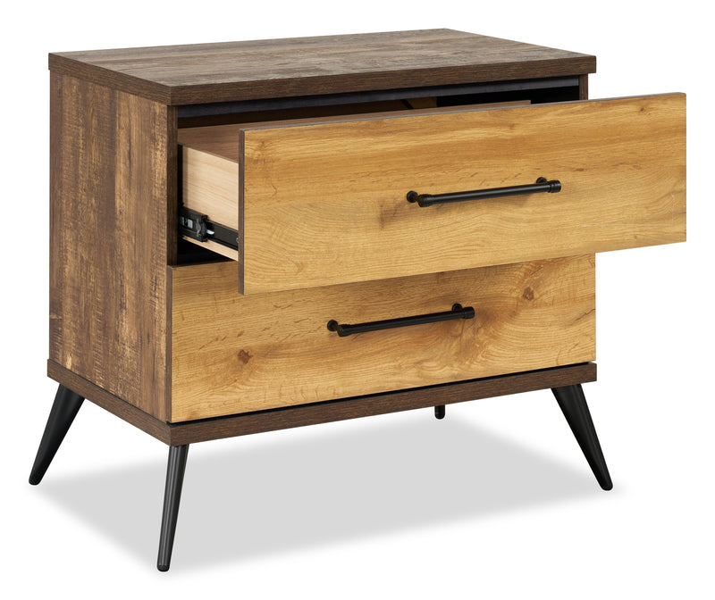 Silas Bedside 2-Drawer Nightstand, 26\"W x 23.9\"H - Rustic Brown