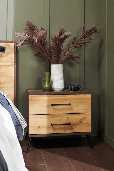 Silas Bedside 2-Drawer Nightstand, 26\"W x 23.9\"H - Rustic Brown