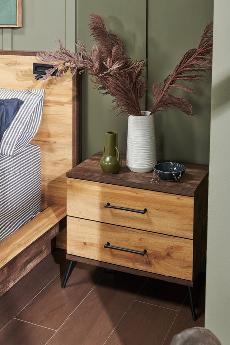 Silas Bedside 2-Drawer Nightstand, 26\"W x 23.9\"H - Rustic Brown